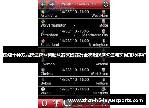 围绕十种方式快速获取英超联赛实时赛况全攻略权威渠道与实用技巧详解